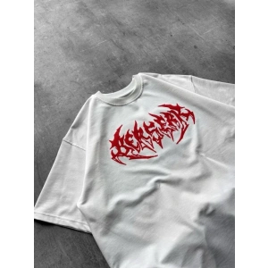 Erkek Baskılı T-Shirt Yazlık Kısa Kol Bisiklet Yaka Rahat Kalıp Tişört - Beyaz