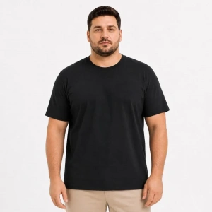 Erkek Battal Big Size Basic Tişört Bisiklet Yaka Rahat Kalıp T-Shirt - Siyah