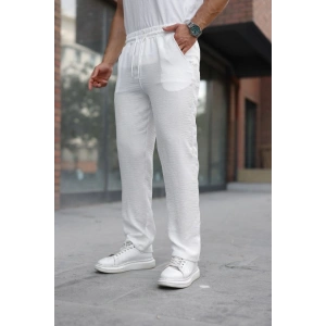 Erkek Beli Lastikli Pera Keten Pantolon