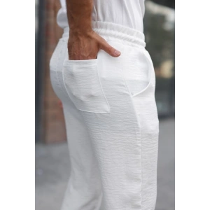 Erkek Beli Lastikli Pera Keten Pantolon