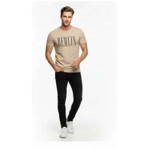 Erkek Berlin Tipografi Baskılı Minimal Günlük T-Shirt