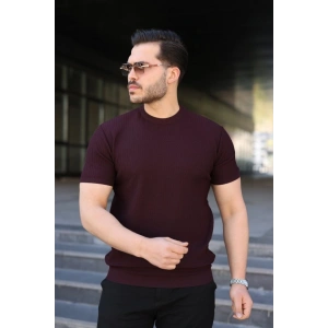 Erkek Bisiklet Yaka Petek Dokulu Kısa Kollu Triko Tişört