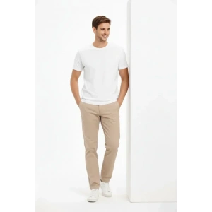 Erkek Bisiklet Yaka Tişört Regular Kalıp Basic Pamuklu Günlük Kullanım T-shirt - Beyaz