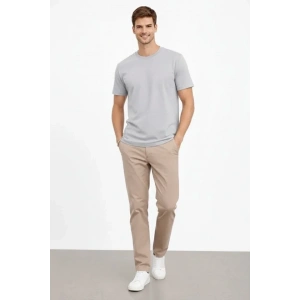 Erkek Bisiklet Yaka Tişört Regular Kalıp Basic Pamuklu Günlük Kullanım T-shirt - Gri