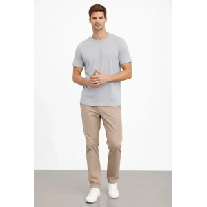 Erkek Bisiklet Yaka Tişört Regular Kalıp Basic Pamuklu Günlük Kullanım T-shirt - Gri