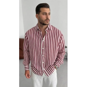 Erkek Dikey Çizgili Yarım Oversize Gömlek