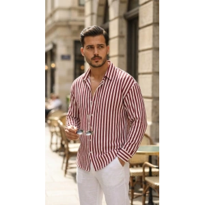 Erkek Dikey Çizgili Yarım Oversize Gömlek