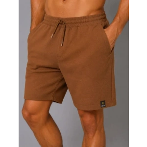 Erkek Dokuma Kumaş Cepli Bağcıklı Regular Fit Yazlık Şort - Kahverengi