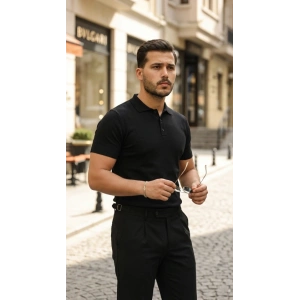Erkek Düğme Yakalı Kısa Kollu Pamuk Triko Tişört