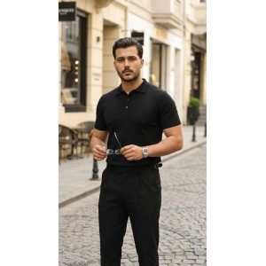 Erkek Düğme Yakalı Kısa Kollu Pamuk Triko Tişört