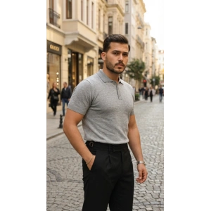 Erkek Düğme Yakalı Kısa Kollu Pamuk Triko Tişört