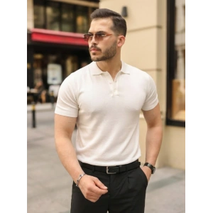 Erkek Düğmeli Yaka Pamuk Triko Tişört