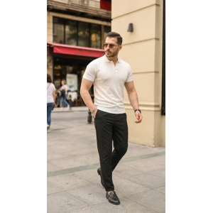 Erkek Düğmeli Yaka Pamuk Triko Tişört