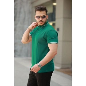Erkek Düğmeli Yaka Waffle Kumaş Kısa Kollu Tişört