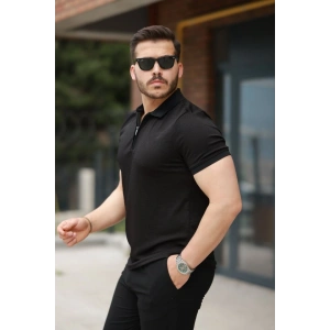 Erkek Fermuarlı Yaka Kısa Kollu Tişört