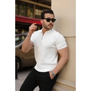 Erkek Fermuarlı Yakalı Kısa Kollu Tshirt