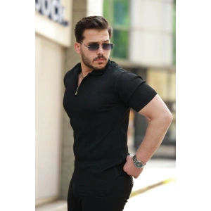 Erkek Fermuarlı Yakalı Kısa Kollu Tshirt