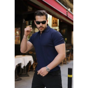Erkek Fermuarlı Yakalı Kısa Kollu Tshirt