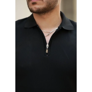Erkek Fermuarlı Yakalı Kısa Kollu Tshirt