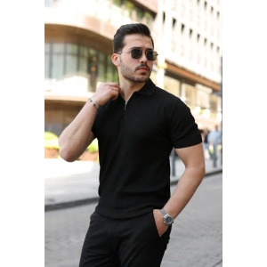 Erkek Fermuarlı Yakalı Kısa Kollu Tshirt
