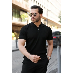 Erkek Fermuarlı Yakalı Kısa Kollu Tshirt
