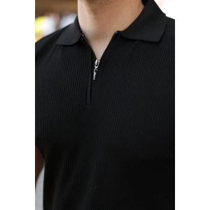 Erkek Fermuarlı Yakalı Kısa Kollu Tshirt