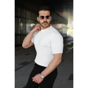Erkek Fitilli Bisiklet Yaka Kısa Kollu Tişört