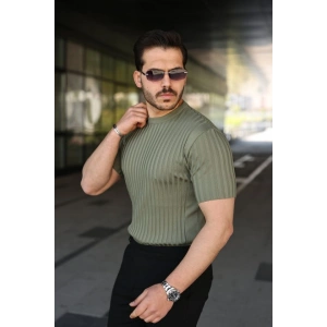 Erkek Fitilli Bisiklet Yaka Kısa Kollu Tişört