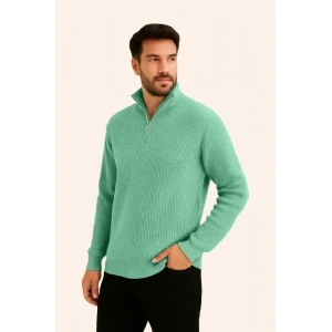 Erkek Fitilli Triko Kazak 3’lü Set – Mint Yeşili, Siyah, Bej Kalın Dokuma Pamuklu Regular Fit V Yaka Fermuarlı Uzun Kollu Rahat Kışlık Kazak Kombini