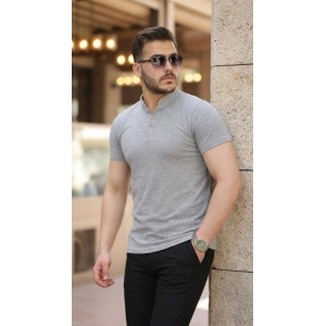 Erkek Hakim Yaka Dokuma Pamuklu Kumaş Kısa Kollu T-shirt