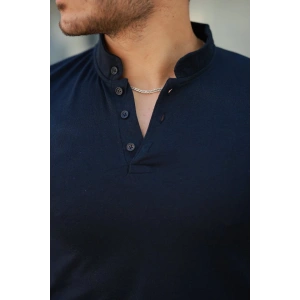 Erkek Hakim Yaka Dokuma Pamuklu Kumaş Kısa Kollu T-shirt
