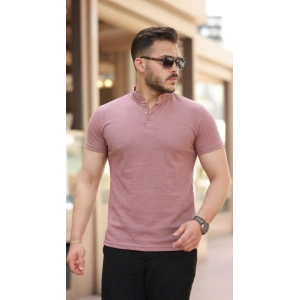 Erkek Hakim Yaka Dokuma Pamuklu Kumaş Kısa Kollu Tişört