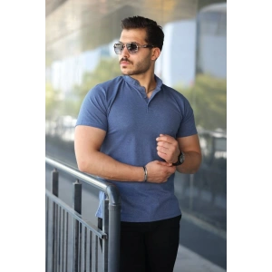 Erkek Hakim Yaka Dokuma Pamuklu Kumaş Kısa Kollu Tişört