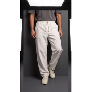 Erkek İç Göstermez Yıkamalı GenişKalıp Keten Pantolon