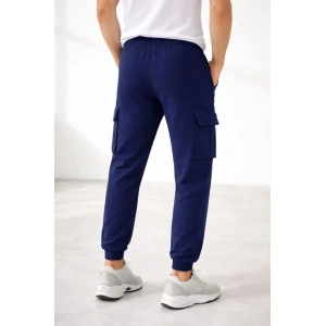 Erkek Jogger Eşofman Altı Regular Fit , Kargo Cepli, Lastikli Paça, Günlük Spor Pantolon - Lacivert