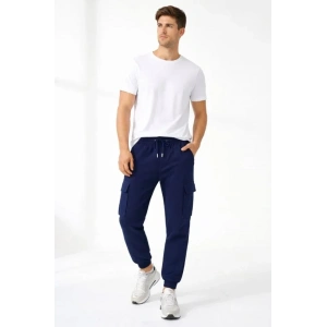 Erkek Jogger Eşofman Altı Regular Fit , Kargo Cepli, Lastikli Paça, Günlük Spor Pantolon - Lacivert