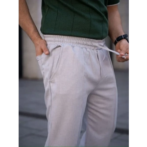 Erkek Keten Cepli Çıma Dikişli Jogger Buggy Pantalon Rahat Kalıp - Gri