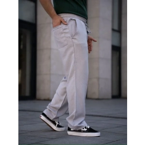 Erkek Keten Cepli Çıma Dikişli Jogger Buggy Pantalon Rahat Kalıp - Gri