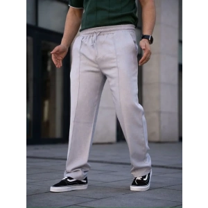 Erkek Keten Cepli Çıma Dikişli Jogger Buggy Pantalon Rahat Kalıp - Gri