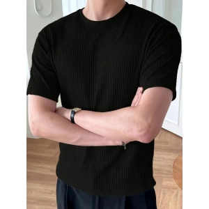 Erkek Kısa Kollu Bisiklet Yaka Triko Tişört