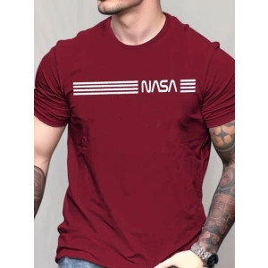 Erkek Kısa Kollu Nasa Baskı Basic Erkek T-shirt