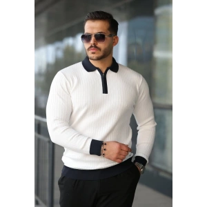 Erkek Kol Ve Yaka Detaylı Uzun Kollu Triko