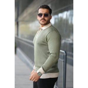 Erkek Kol Ve Yaka Detaylı Uzun Kollu Triko