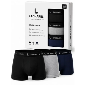 Erkek Likralı Pamuklu Nefes Alan Penye Boxer 3lü Paket - Siyah - Gri - Lacivert