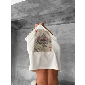 Erkek Ön Ve Arka Baskılı Oversize Bisiklet Yaka T-shirt - Beyaz