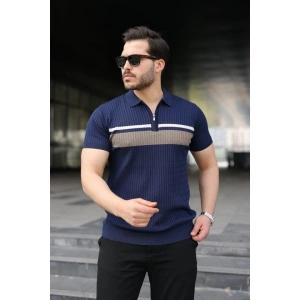 Erkek Örgü Desenli Renkli Kısa Kollu Triko Tişört