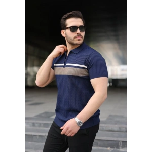 Erkek Örgü Desenli Renkli Kısa Kollu Triko Tişört