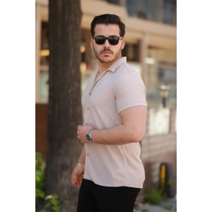 Erkek Ottoman Kumaş Apaj Yaka Kısa Kollu Gömlek