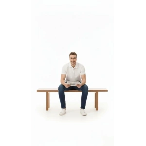 Erkek Pike Kumaş Düğmeli Yaka Regular Fit Günlük Kısa Kol Tişört T-shirt - Beyaz
