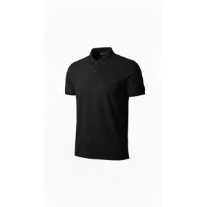 Erkek Pike Kumaş Düğmeli Yaka Regular Fit Günlük Kısa Kol Tişört T-shirt - Siyah